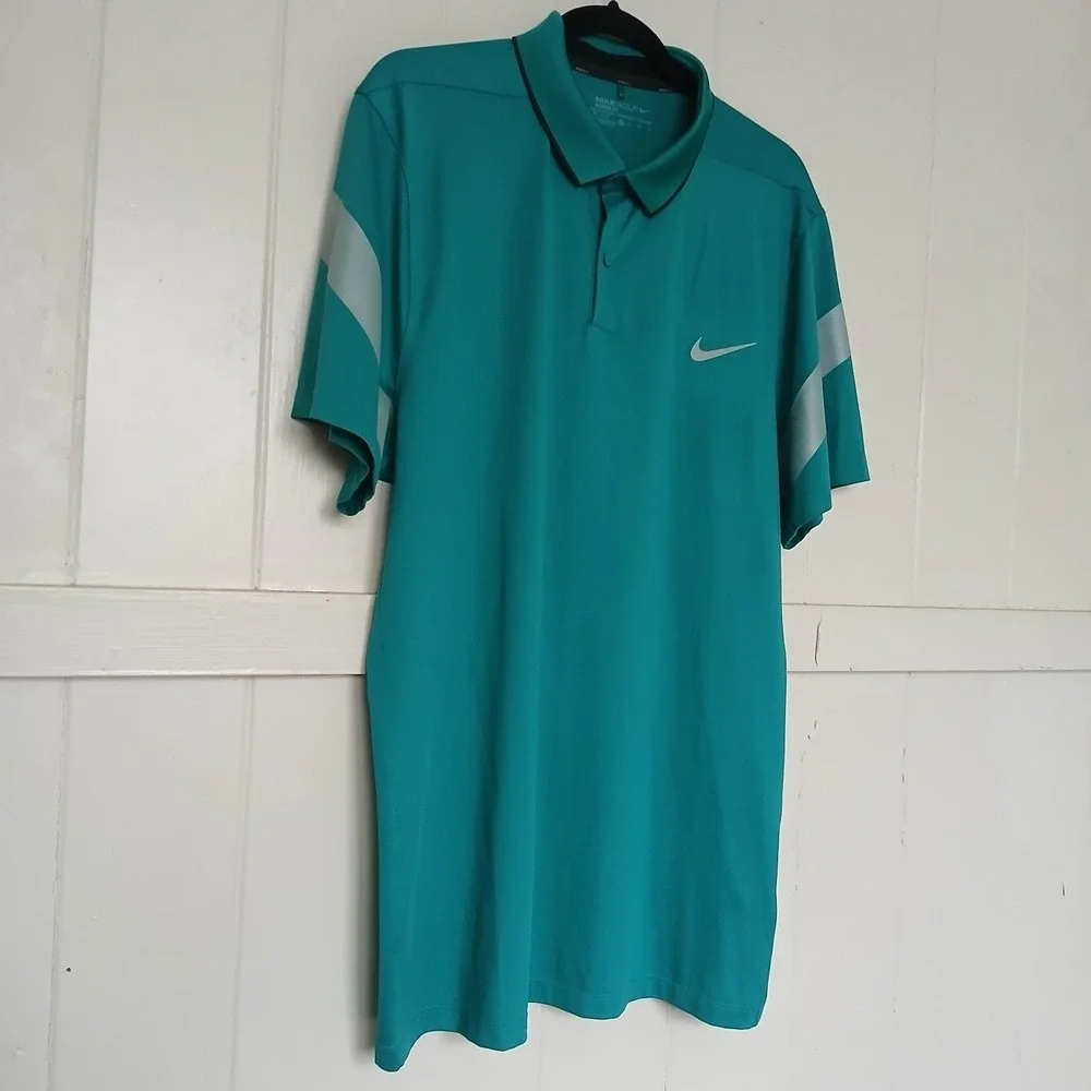 Nike Shirt MM Fly‎ Framing Commander Golf Polo Men's XL Aqua Short Sleeve 746074